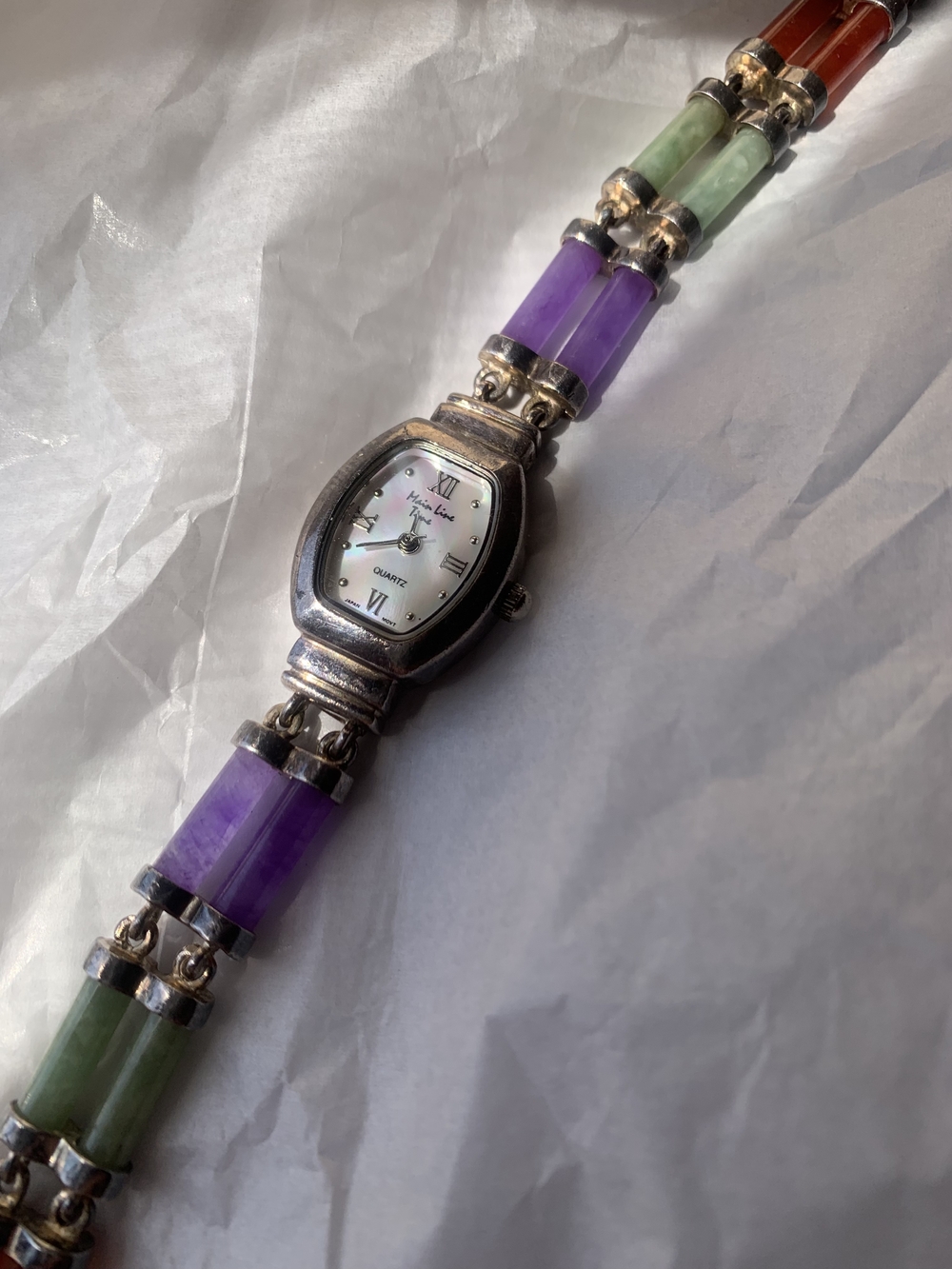 Vintage Working Main Line Time Multi-color Stone Watch